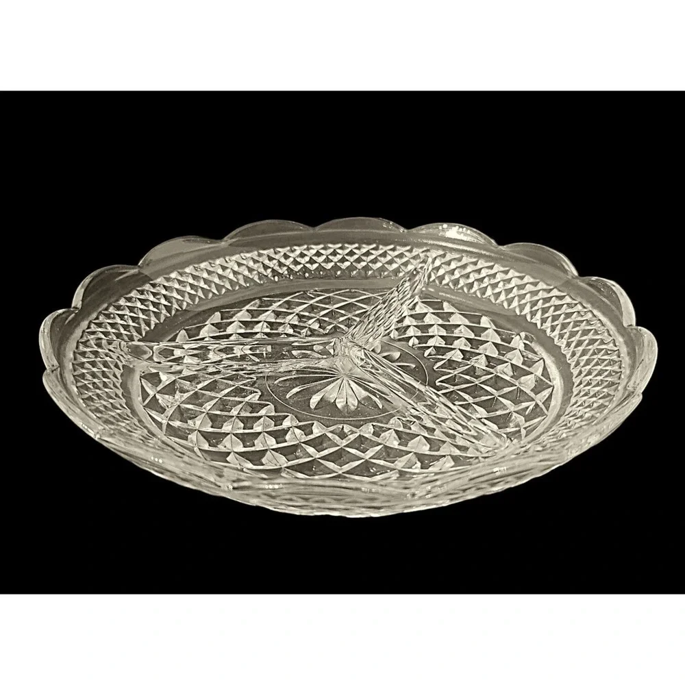 Anchor Hocking Wexford Clear Glass Divided 3 Section Relish Dish 8 1/2" - Picture 1 of 6